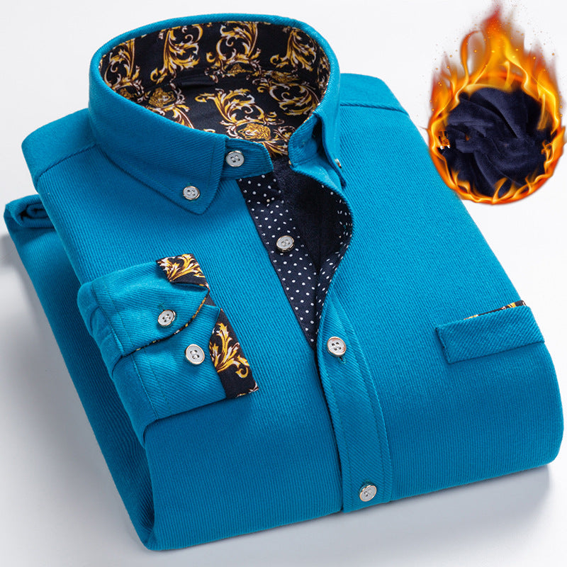 💥Ανδρικό πουκάμισο από κοτλέ με φόδρα από φλις