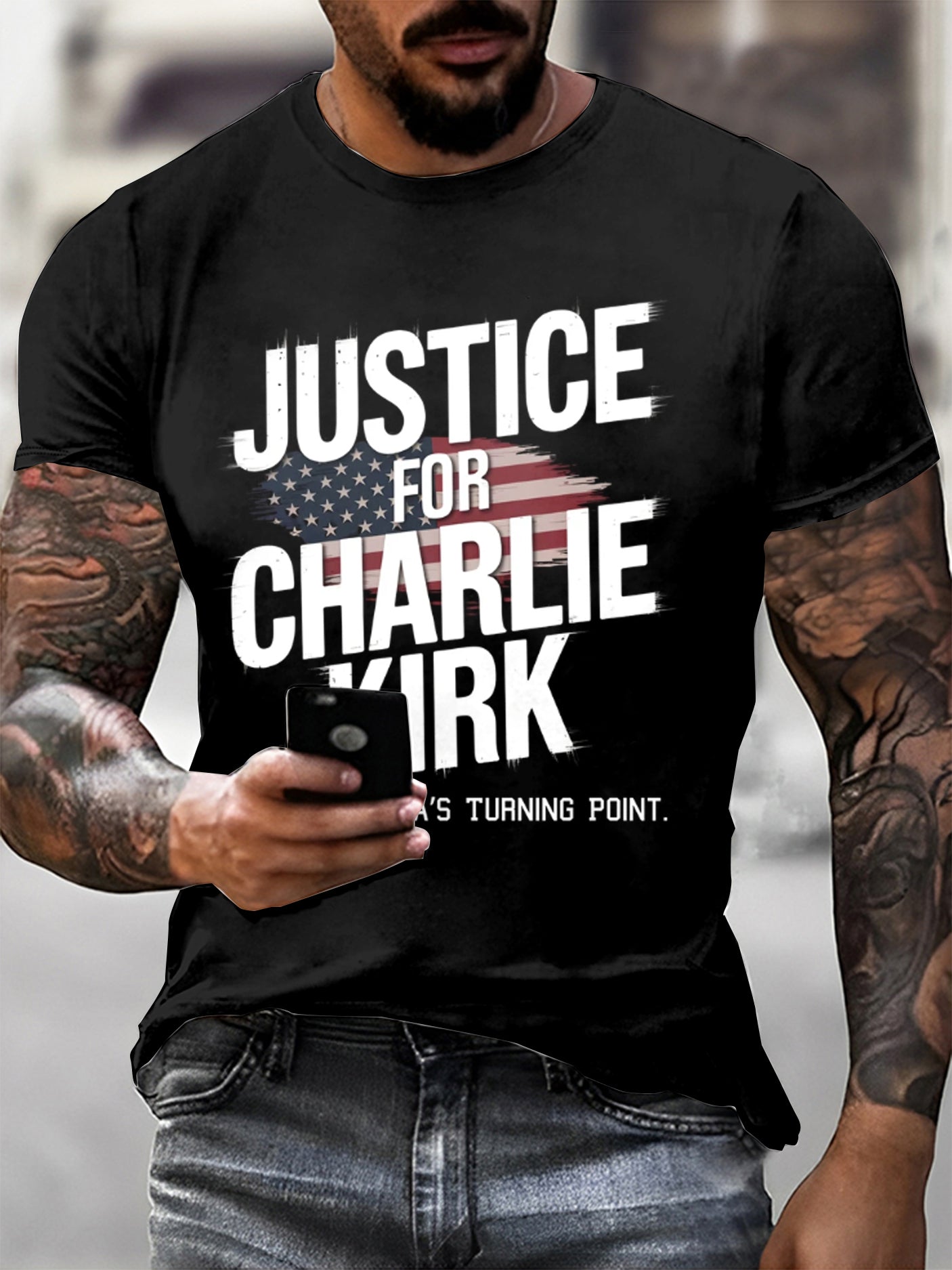 Ανδρών Charlie Kirk τυπωμένο Vintage μόδα χαλαρό κοντό μανίκι T-shirt