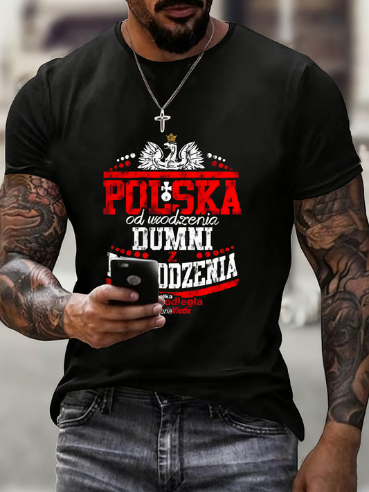 Ανδρική πολωνική σημαία εκτύπωση Casual T-shirt