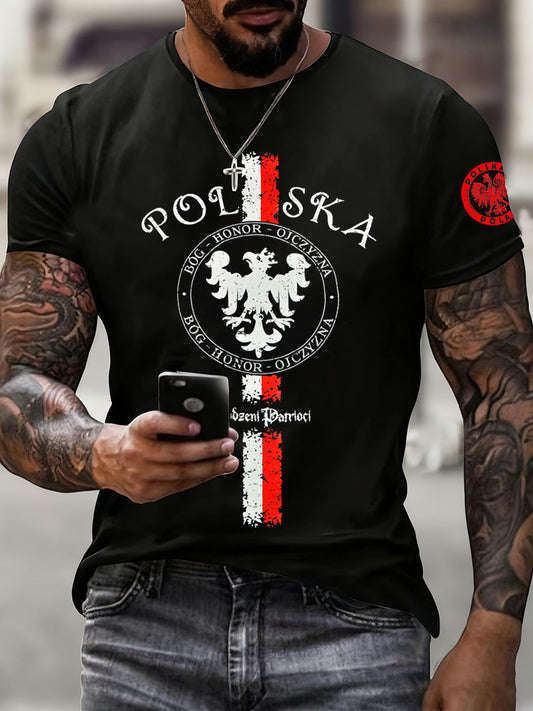 Ανδρική πολωνική σημαία εκτύπωση Casual T-shirt