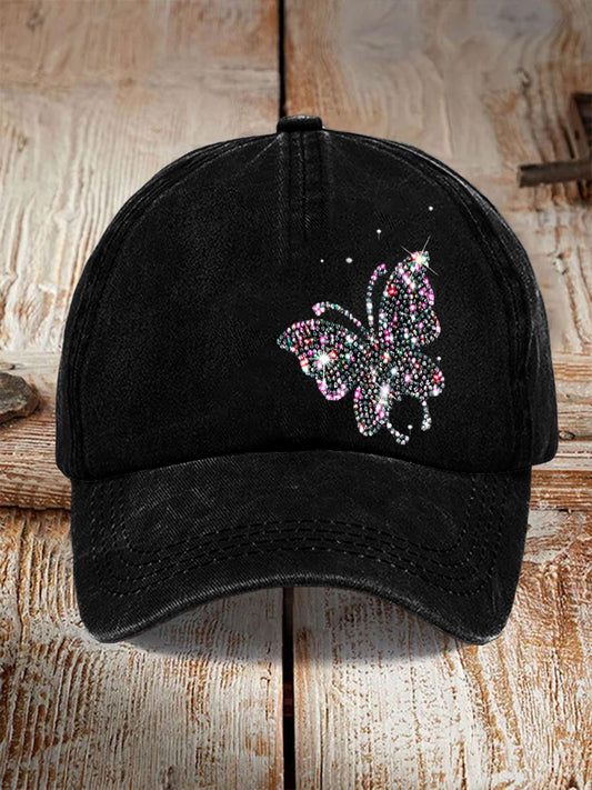 Γυναικείο ευρωπαϊκό στυλ μοντέρνο μαύρο καπέλο με εξαίσια στρας πεταλούδα μοτίβο, καθημερινή μόδα