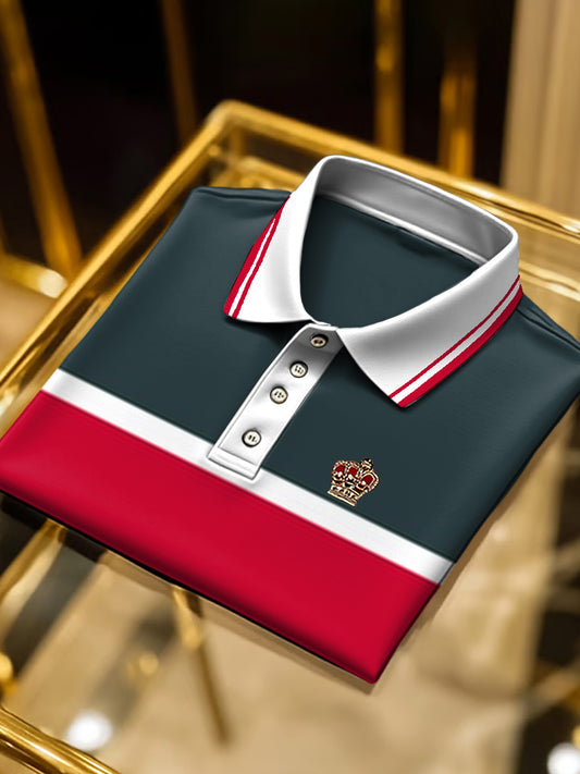 Ανδρικά κόκκινο και πράσινο ριγέ επιχειρηματικό πουκάμισο