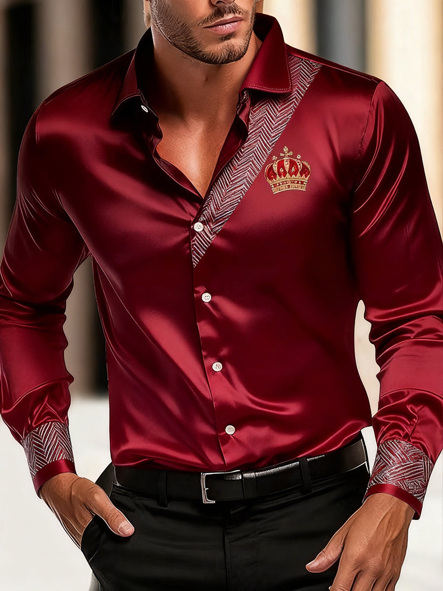 Ανδρική επιχείρηση πολυτελεία επιχειρηματικό στυλ μακριά μανίκι πουκάμιση