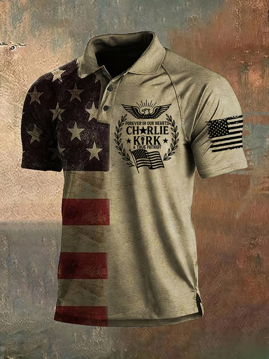 Ανδρικά Vintage 'Charlie Kirk' αμερικανική σημαία σηματοδότηση πουλόβερο