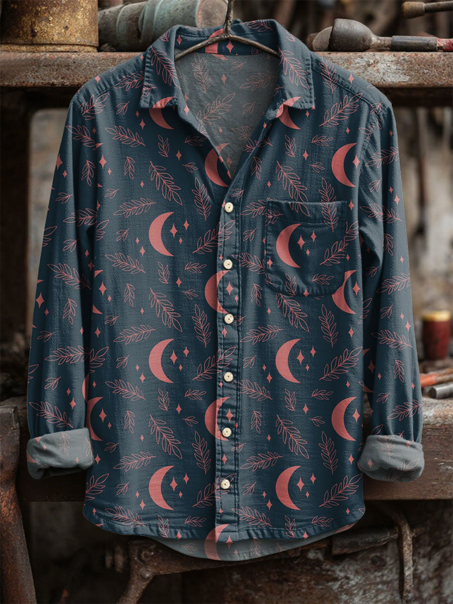 Vintage Moon Casual μακριά μανίκι πουκάμισα