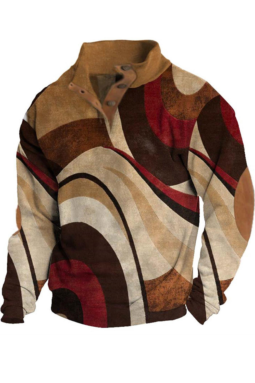 Ανδρική μόδα αφηρημένη γεωμετρική 3d πόρπη εκτύπωσης χαλαρό μακρύ μανίκι πουλόβερ