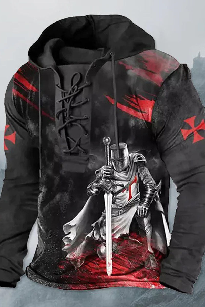 Ανδρικά περιστασιακό Retro τυπωμένο σάντουιτς με κουκούλα μπούκι