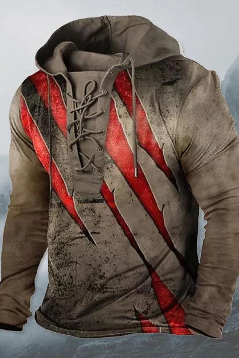 Ανδρικά περιστασιακό Retro τυπωμένο σάντουιτς με κουκούλα μπούκι