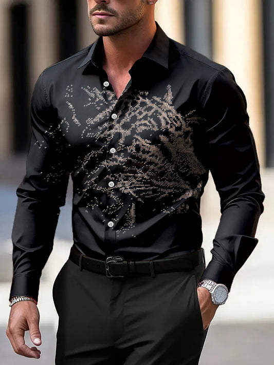 Ανδρικά Vintage Leopard Εκτύπωση Καλλιτεχνική Επιχείρηση Casual πουκάμιση