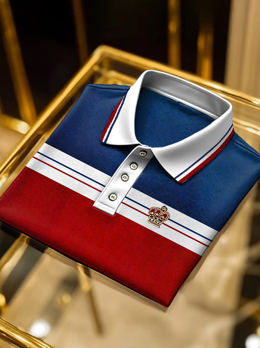 Ανδρικά μινιμαλιστικό κόκκινο και μπλε Πόλο πουκάμισα