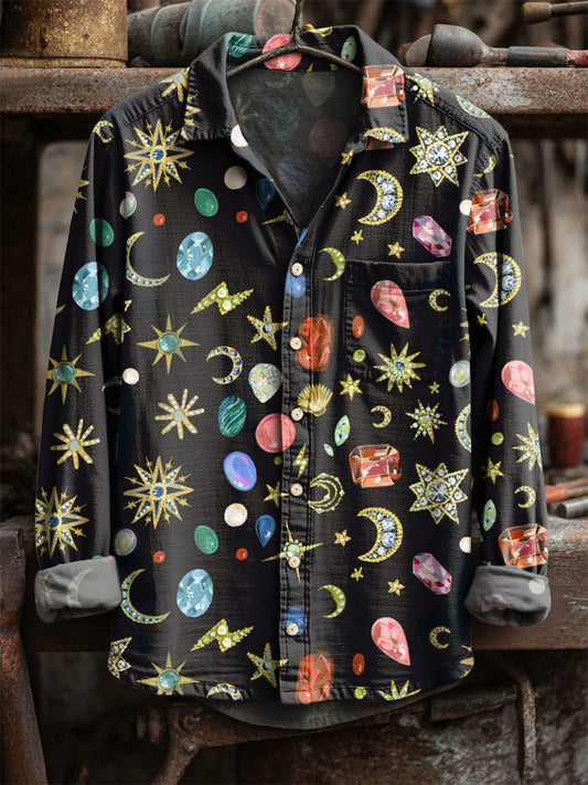 Retro Αστέρι εκτύπωση Casual μακριά μανίκι πουκάμισα