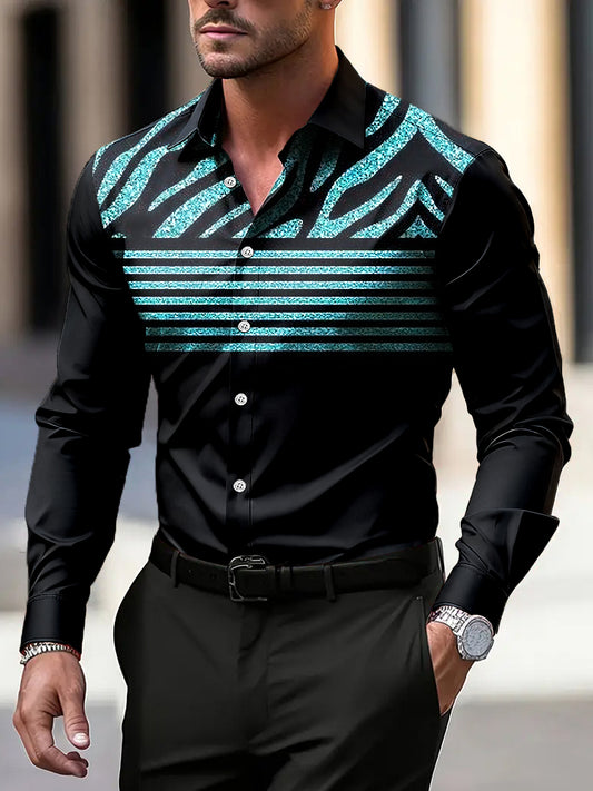 Ανδρικά-Στυλ Λεοπάρδαλη Εκτύπωση επιχειρήσεων Casual πουκάμιση