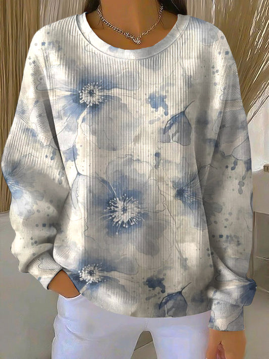 Γυναικείο Vintage Αφηρημένη Floral Casual Crewneck πουλόβερα