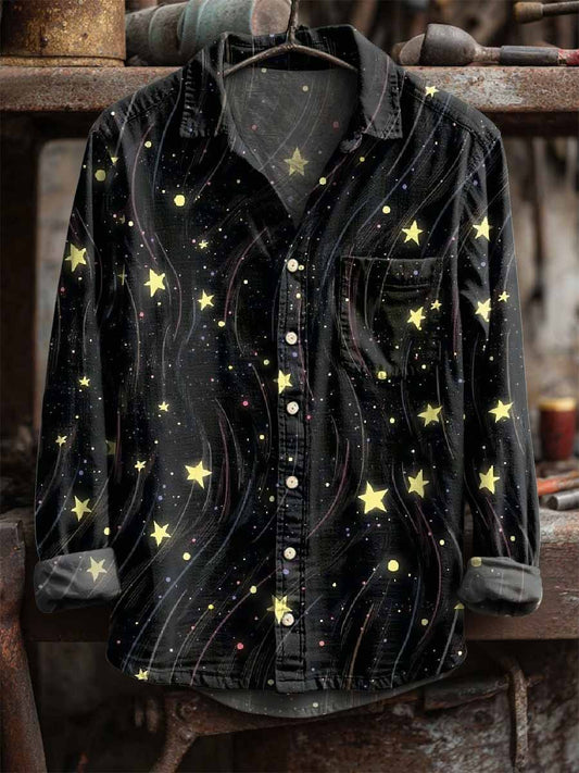 Retro Αστέρι εκτύπωση μακριά μανίκι πουκάμισα