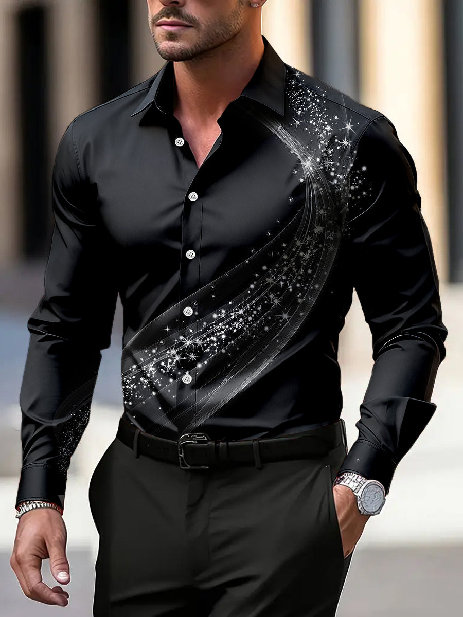 Ανδρικά Vintage Shimmer υφή τέχνη μακρυμάνικο πουκάμισα