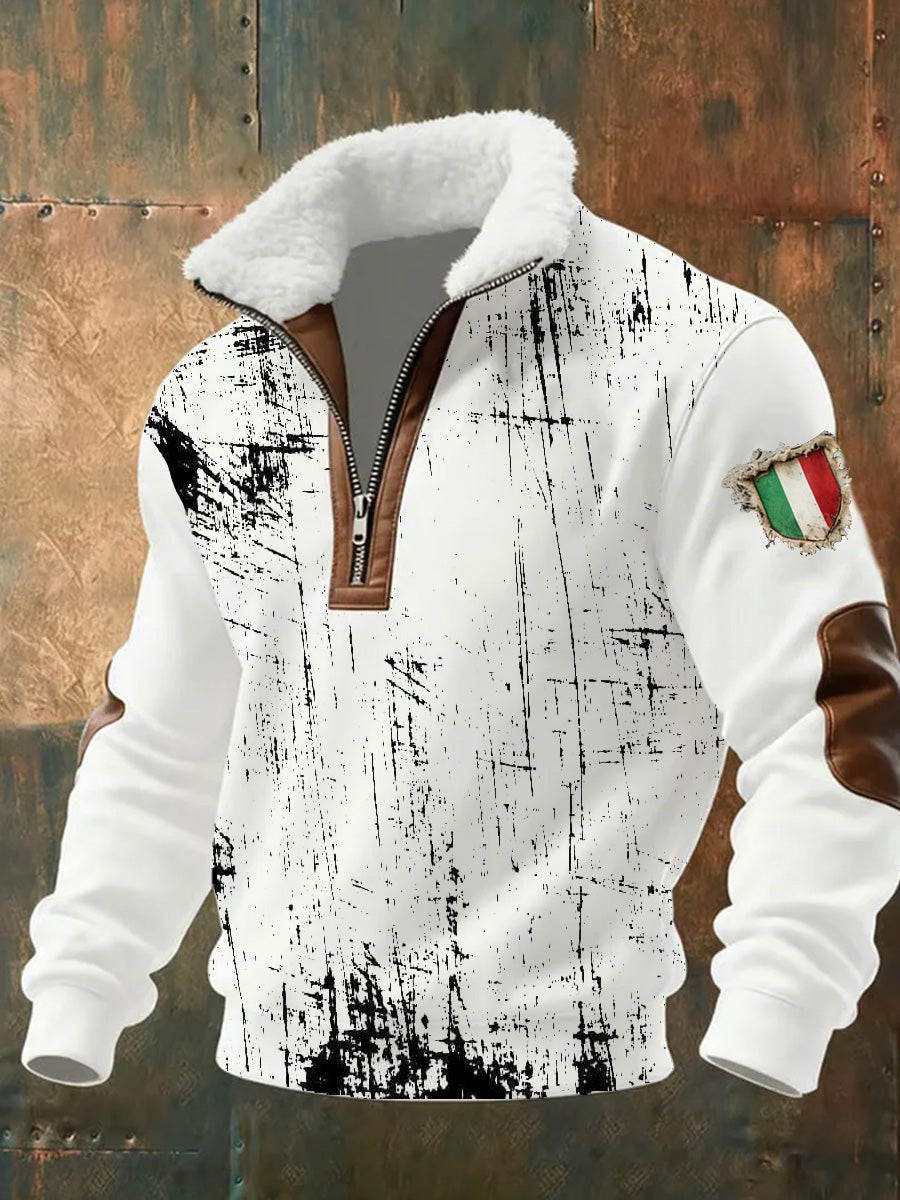 Ανδρικά Vintage ιταλική τέχνη εκτύπωση αναμνηστικό γούνα κολάρο