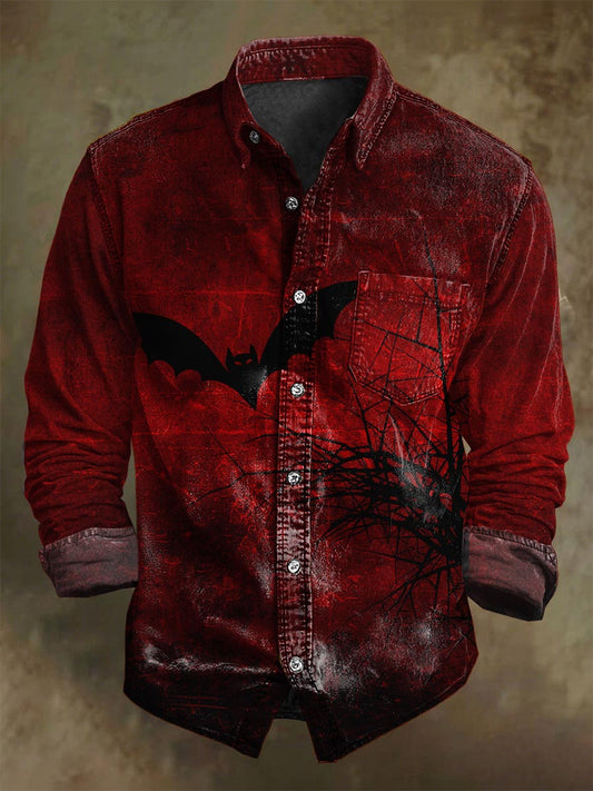 Halloween μεσονύχτιο νυχτερίδα εκτύπωση μακριά μανίκι πουκάμισα