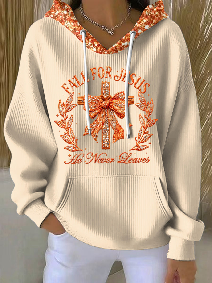 Women's Thanksgiving Bow Cross Casual Hoodie