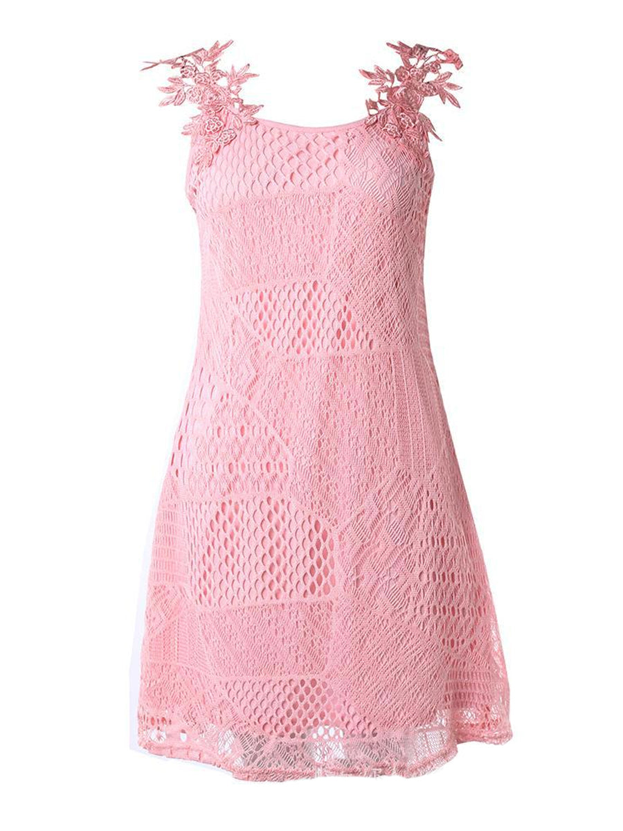 Οι γυναικείο περιστασιακό V-Neck δαντέλα Σπλιγμένο περιστασιακό φόρεμα