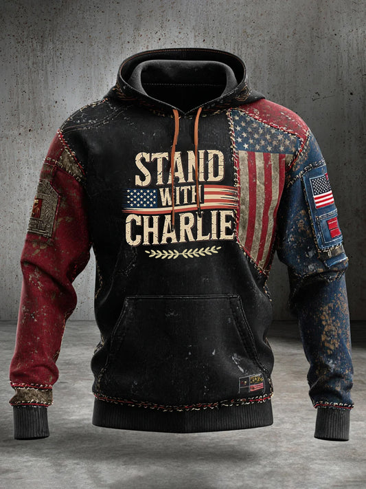 Ανδρικά "Ελευθερία δεν είναι δωρεάν" αμερικανική σημαία εκτύπωση Casual μακριά μανίκι μούστου