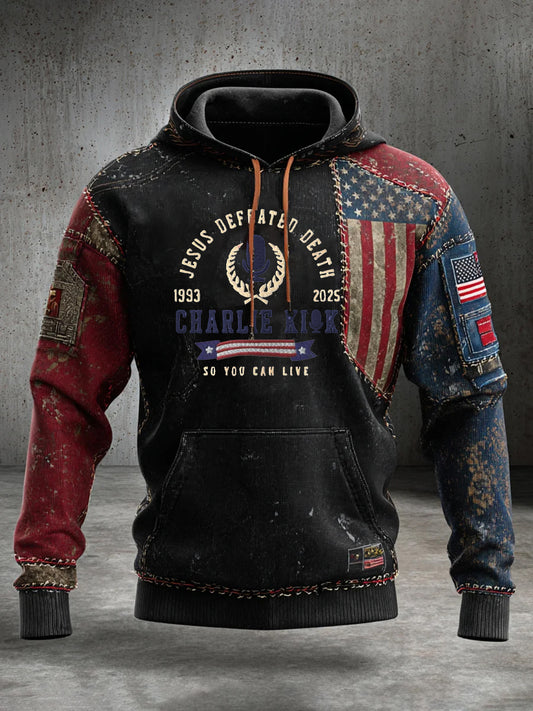 Ανδρικά "Ελευθερία δεν είναι δωρεάν" αμερικανική σημαία εκτύπωση Casual μακριά μανίκι μούστου