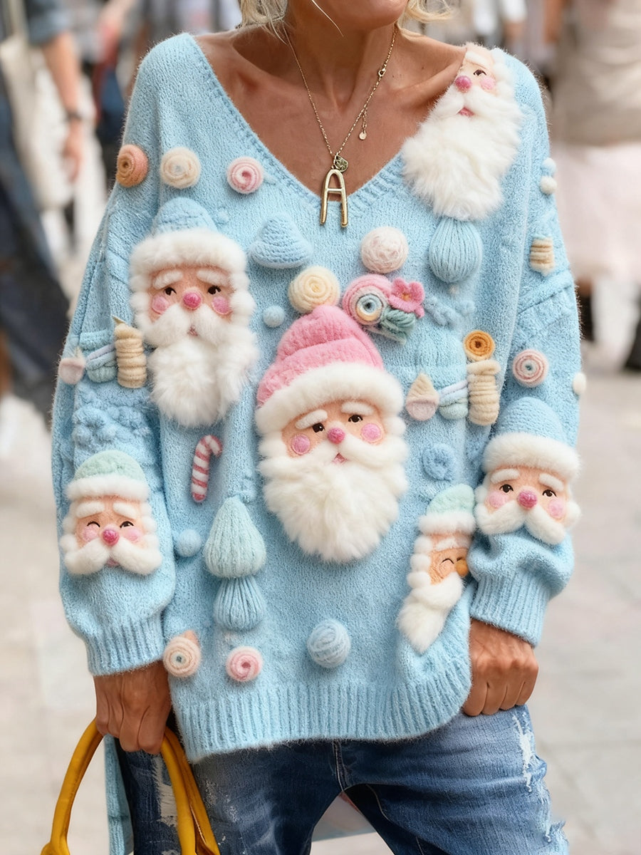 Γυναικείο Vintage Χριστούγεννα Τέχνη Εκτύπωση Άνετο πλεκτό κορυφή