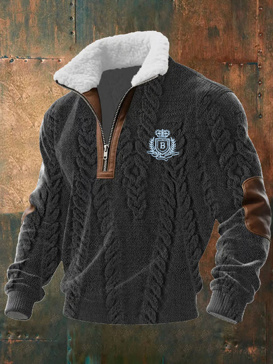 Ανδρών Retro Επιχειρηματικό Πυκνωμένο Φούτερ.