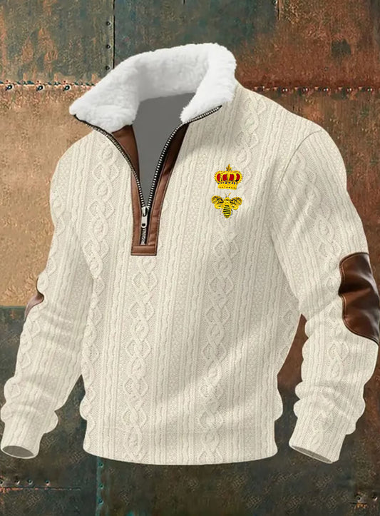 Ανδρών Retro Επιχειρηματικό Πυκνωμένο Φούτερ.