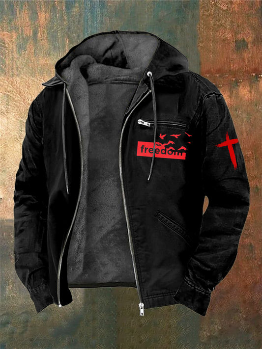 Ανδρών Charlie Kirk Ελευθερία τυπωμένο μακριά μανίκι με κουκούλα μαγιό