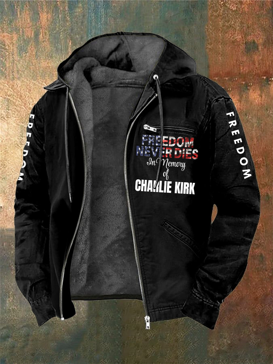 Ανδρών Charlie Kirk Ελευθερία τυπωμένο μακριά μανίκι με κουκούλα μαγιό