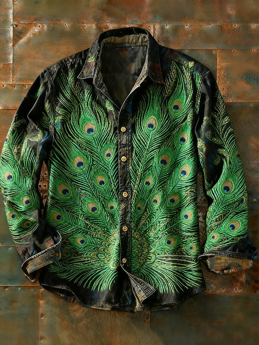 Ανδρικά Retro Αφηρημένη Τέχνη Εκτύπωση περίπτωση μακριά μανίκι πουκάμιση