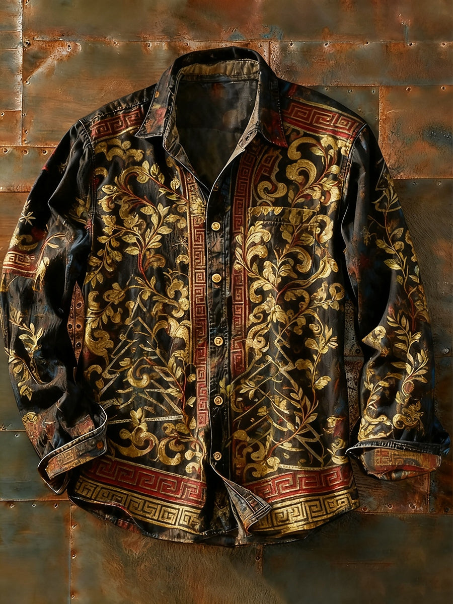 Ανδρικά Retro Αφηρημένη Τέχνη Εκτύπωση περίπτωση μακριά μανίκι πουκάμιση