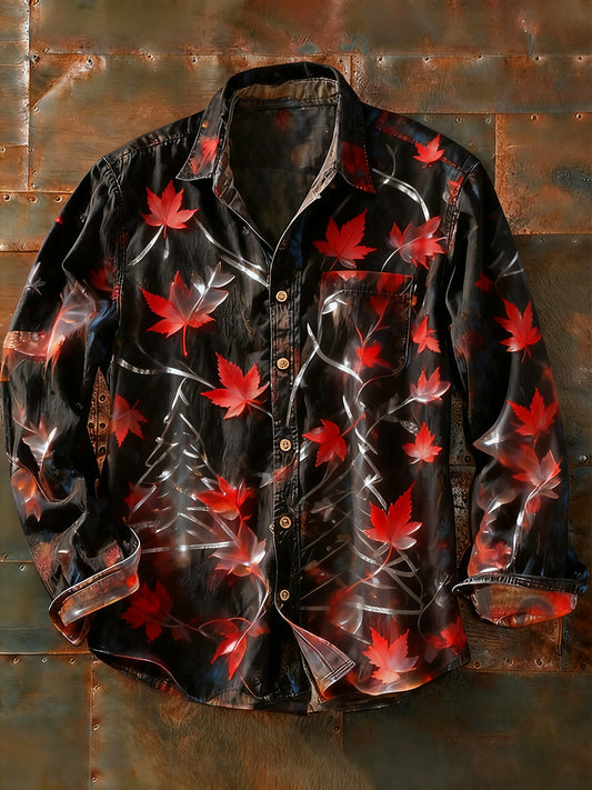 Ανδρικά Retro Αφηρημένη Τέχνη Εκτύπωση περίπτωση μακριά μανίκι πουκάμιση