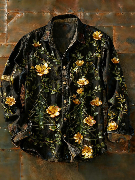 Ανδρικά Retro Αφηρημένη Τέχνη Εκτύπωση περίπτωση μακριά μανίκι πουκάμιση