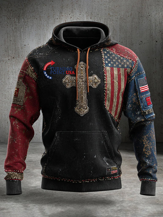 Ανδρικά "Ελευθερία δεν είναι δωρεάν" αμερικανική σημαία εκτύπωση Casual μακριά μανίκι μούστου