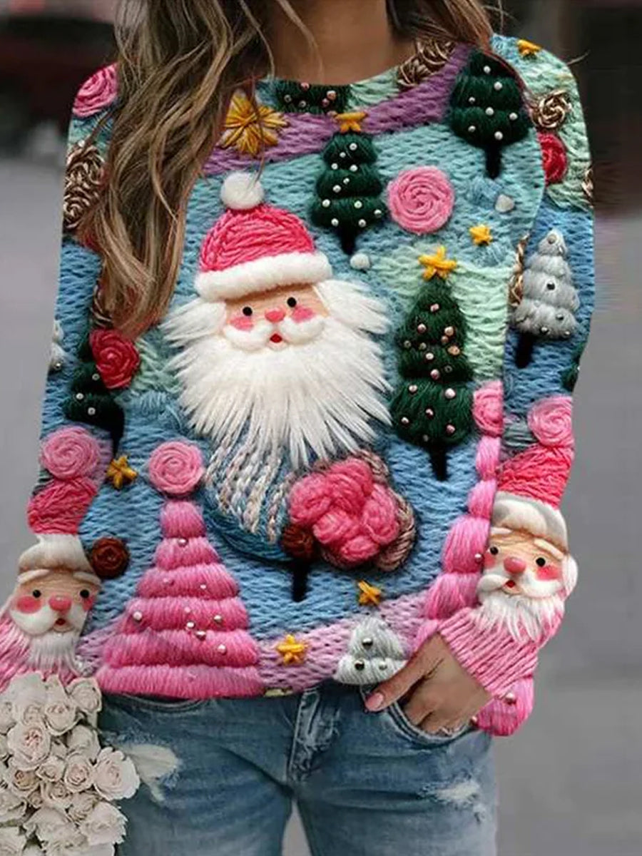 Γυναικείο Vintage Χριστούγεννα Τέχνη Εκτύπωση άνετα περιστασιακή ιδρώτας