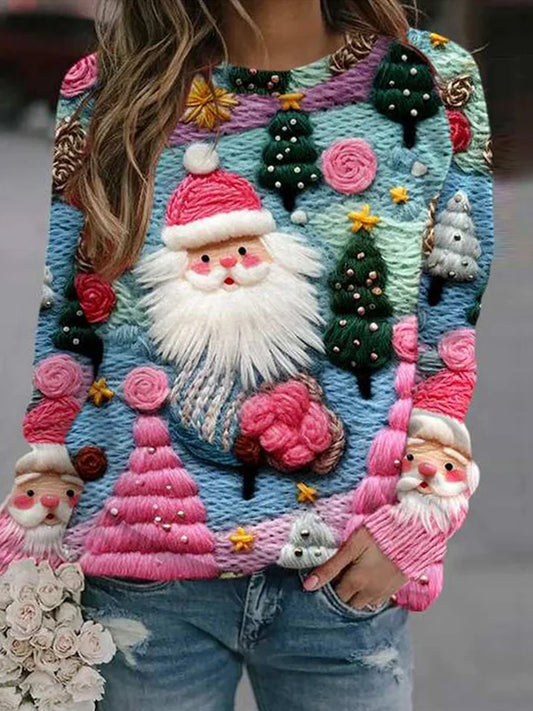 Γυναικείο Vintage Χριστούγεννα Τέχνη Εκτύπωση άνετα περιστασιακή ιδρώτας