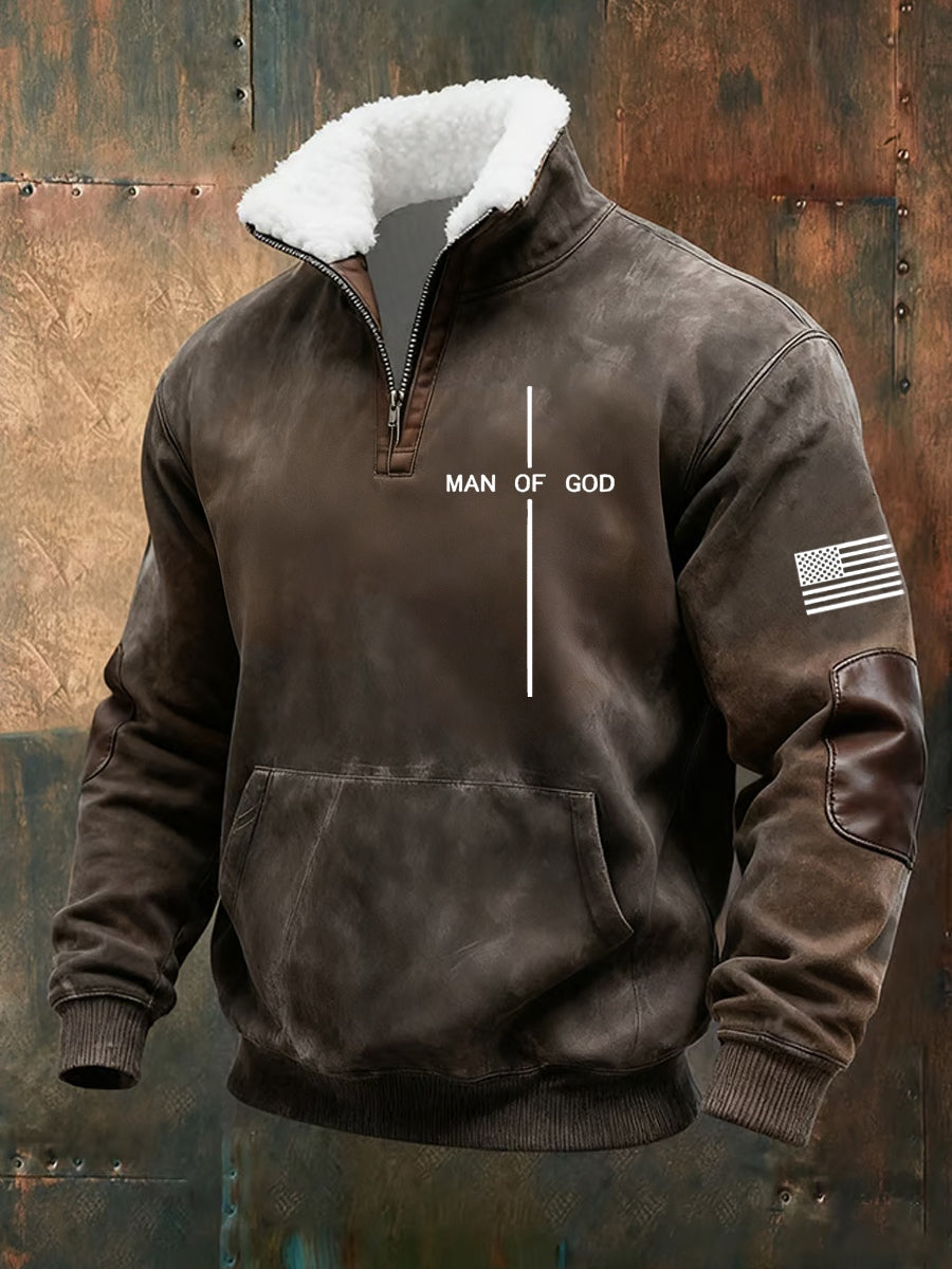 Ανδρική τέχνη πίστη περιστασιακή γούνινο κολάρο πυκνό μούστος