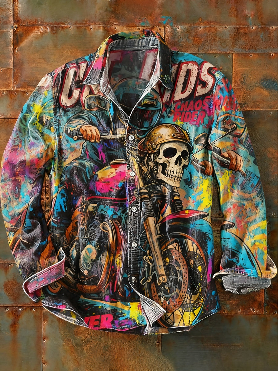 Ανδρικά Retro Αφηρημένη Τέχνη Εκτύπωση περίπτωση μακριά μανίκι πουκάμιση