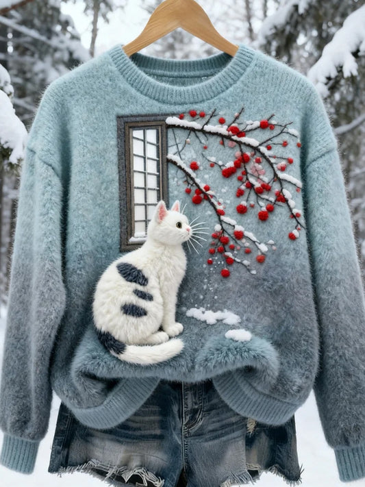 Γυναικεία Retro ζωική τέχνη εκτύπωση Casual Flannel κορυφαίο