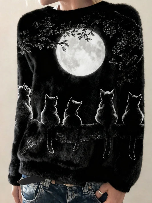 Γυναικεία Retro ζωική τέχνη εκτύπωση Casual Flannel κορυφαίο