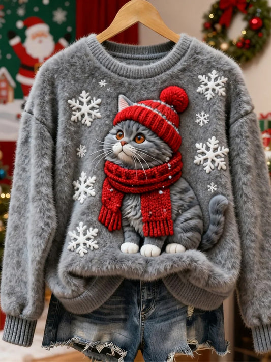 Γυναίκες Retro Χριστούγεννα ζώα τέχνη Εκτύπωση περιστασιακό Flannel κορυφαίο