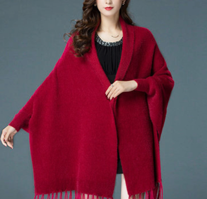 🔥 Γυναικείο μακρυμάνικο σάλι με κρόσσια