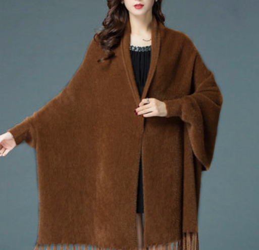 🔥 Γυναικείο μακρυμάνικο σάλι με κρόσσια