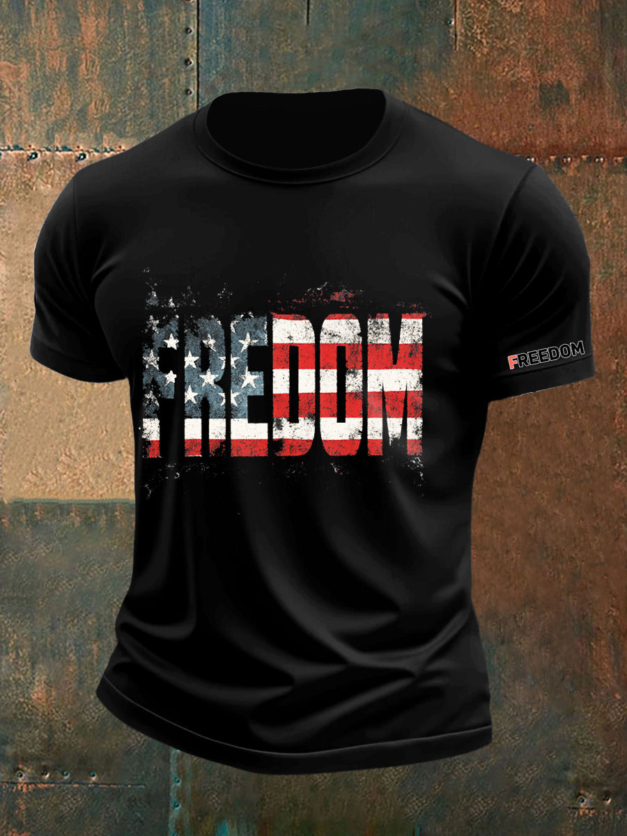 Ανδρική ελευθερία Charlie Kirk τυπωμένο Vintage μόδα χαλαρό κοντό μανίκι T-Shirt