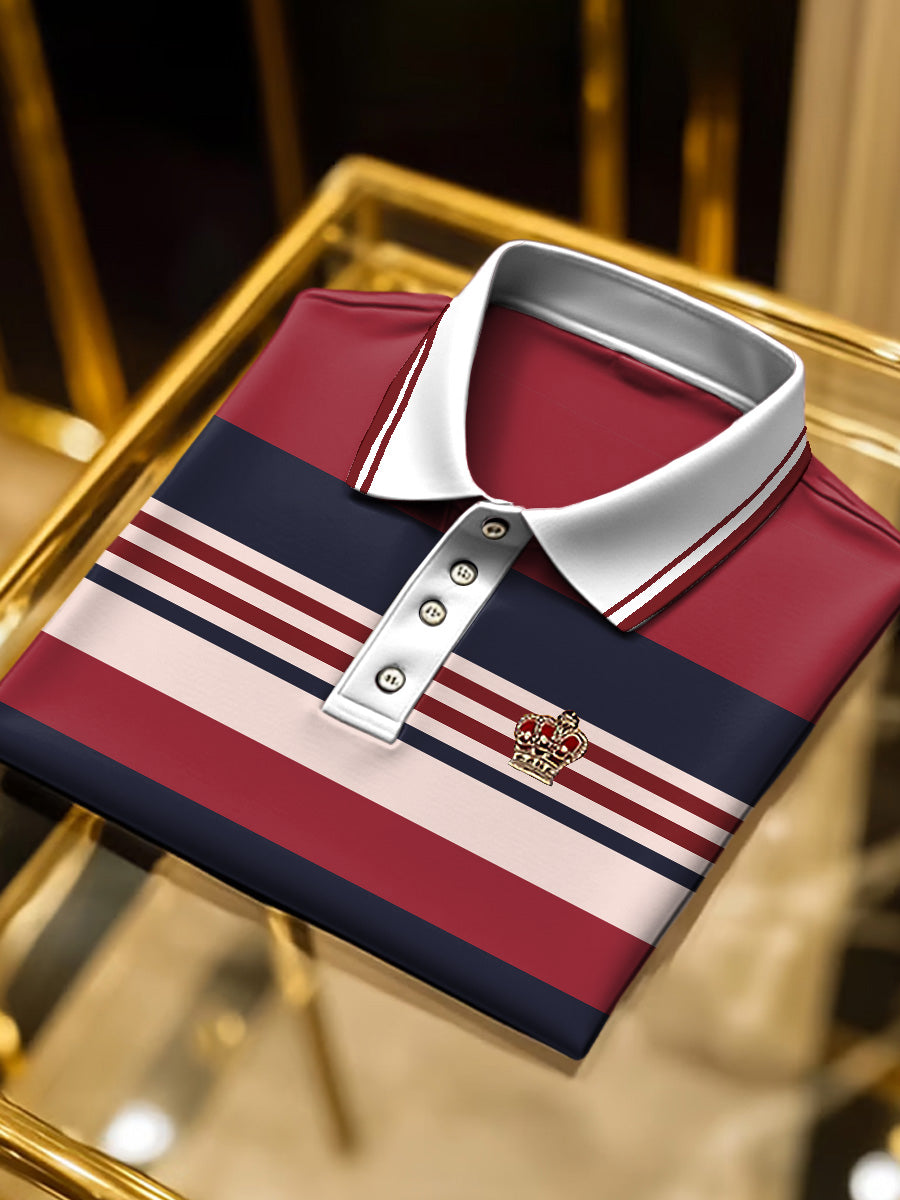 Ανδρικά κόκκινο και μπλε Vintage ριγέ επιχείρηση Polo πουκάμιση