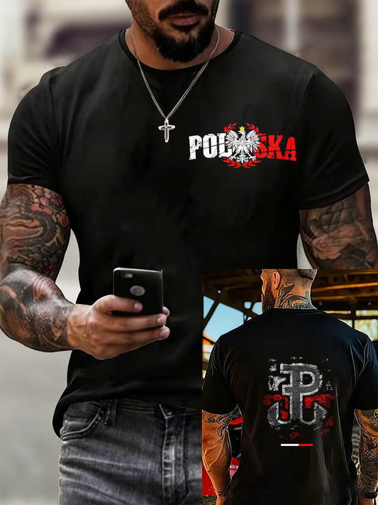 Ανδρική πολωνική σημαία εκτύπωση Casual T-shirt