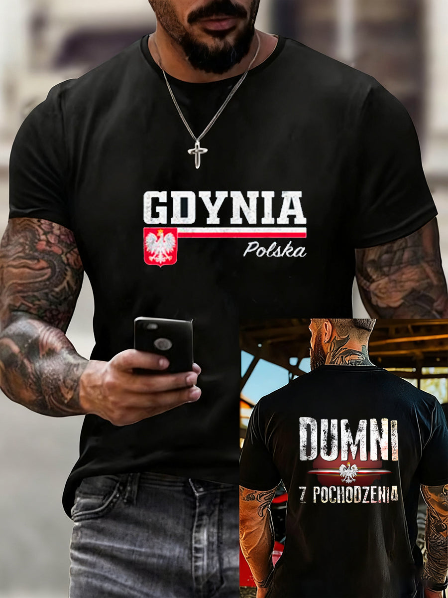 Ανδρική πολωνική σημαία εκτύπωση Casual T-shirt