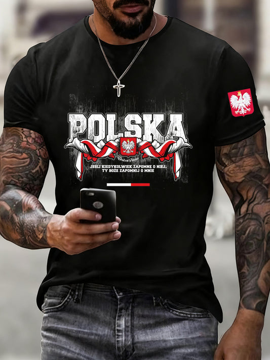 Ανδρική πολωνική σημαία εκτύπωση Casual T-shirt