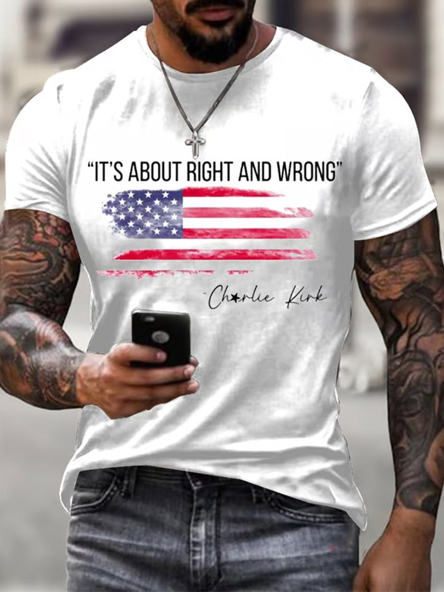 Ανδρική Εμφάνιση Charlie Kirk Αμερικανική σημαία Αναμνηστικό T-Shirt